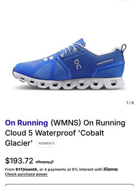 On running cloud 5 waterproof sz 8 mens / 9.5 women!! New in box !!